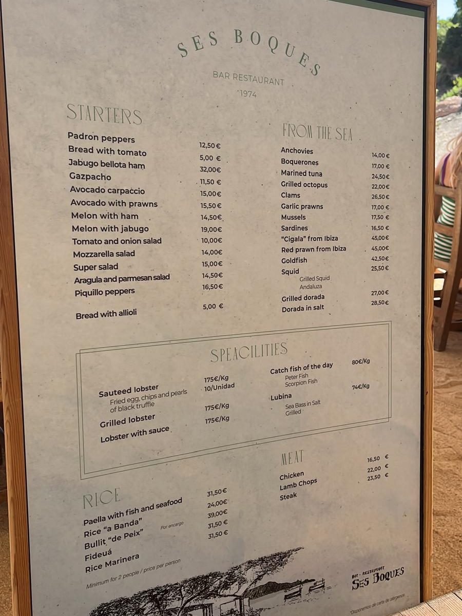 menu ses boques ibiza